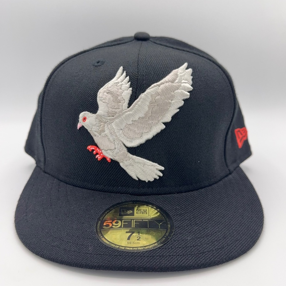 New Era x Staple Hat 59FIFTY 7 1/2 Fitted Cap 100% Wool White Pigeon Sample Tag